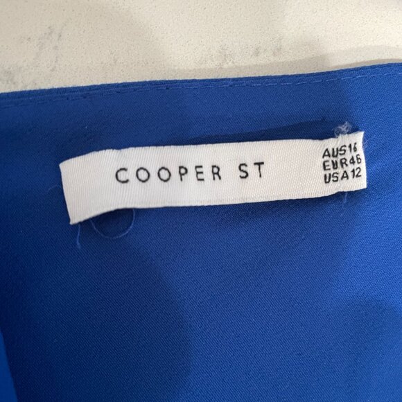 Cooper St Long Sleeve Ruffle Mini Dress in Cobalt Blue, Back Tie, V-Neck, 12‎ - Picture 3 of 5